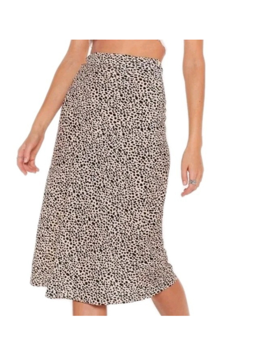 Nasty Gal Dresses & Skirts - Nasty Gal NWT Polka Dot Midi Skirt Women’s US 8 Beige Black Bias Cut Slip Skirt